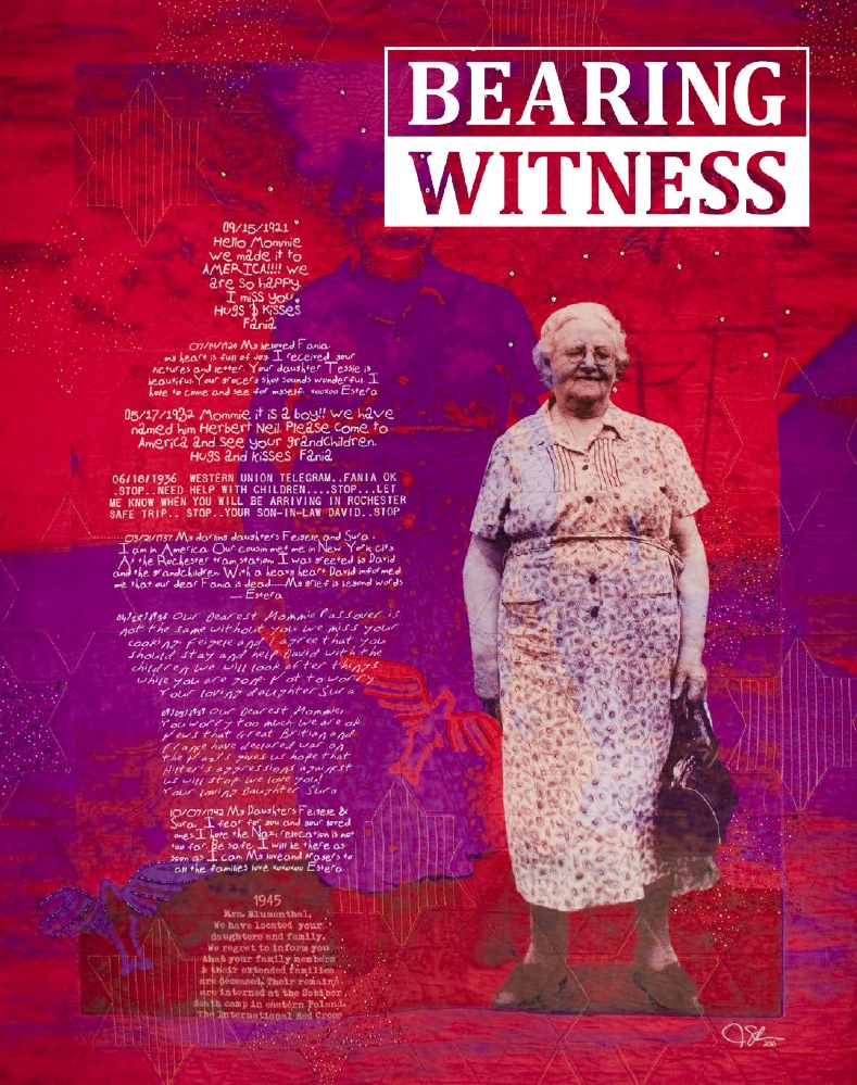 Product Description: This catalog features artwork from the SAQA Global Exhibition Bearing Witness. Our shared human history includes a violent and shameful component -- that of deliberate attempts to eradicate specific populations due to differences of culture, religion, ethnicity, sexual orientation, gender expression and race. Often motivated by those in power, collective trauma and tragedy are part of our past and present.</br></br>ISBN: 979-8-9862016-8-9</br>Cover artwork by Julie S. Brandon</br>Softcover, 74 pages</br> SAQA Bearing Witness (catalog)