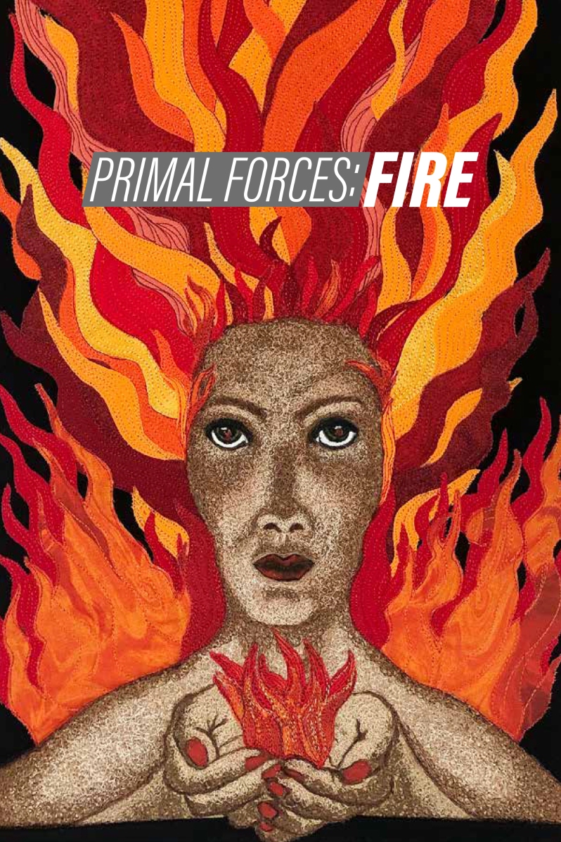 Product Description: This catalog features artwork from the SAQA Global Exhibition Primal Forces: Fire. This exhibition explores fire not just as a destructive force, but as a symbol of renewal, power, and transformation. Many pieces address themes of climate change, deforestation, and the renewal that comes after devastation, adding a thoughtful and timely narrative to the visual feast.</br></br>Cover artwork by Tracie L. Maryne</br>Softcover, 74 pages</br> SAQA Primal Forces: Fire ( catalog)